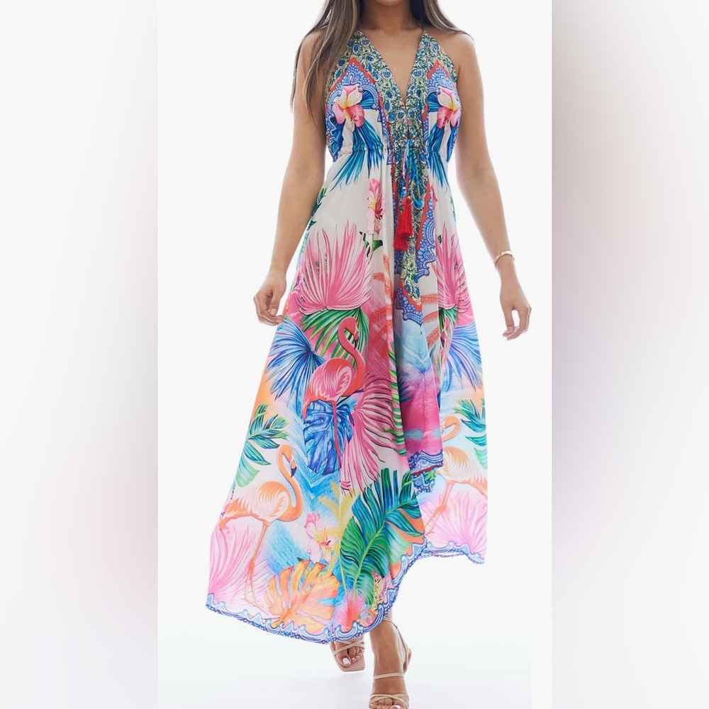 Vibrant Tropical Maxi Dress